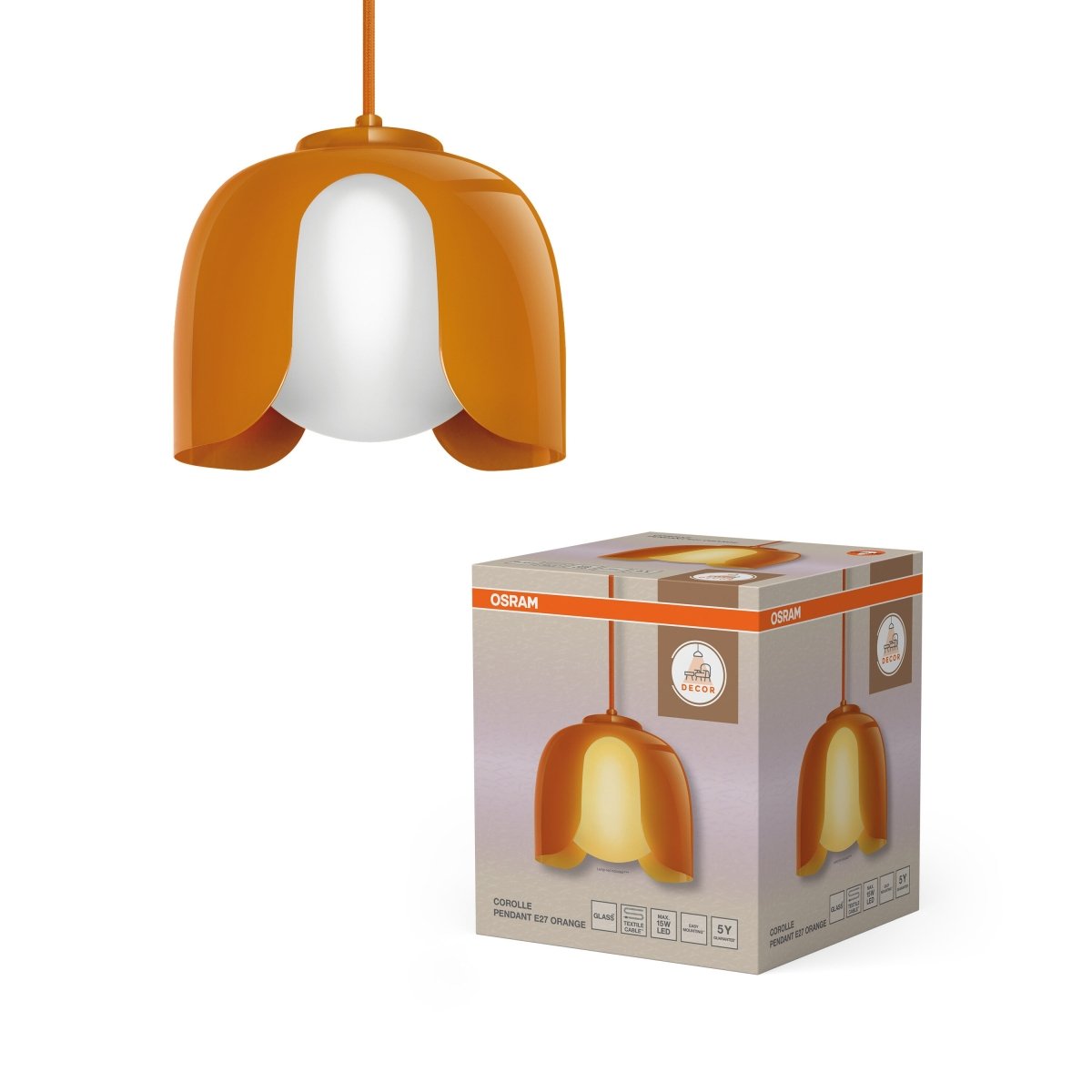 4058075849129 - Závěsné svítidlo Corolle, 1x E27, Oranžové - Czechia LEDVANCE e - shop