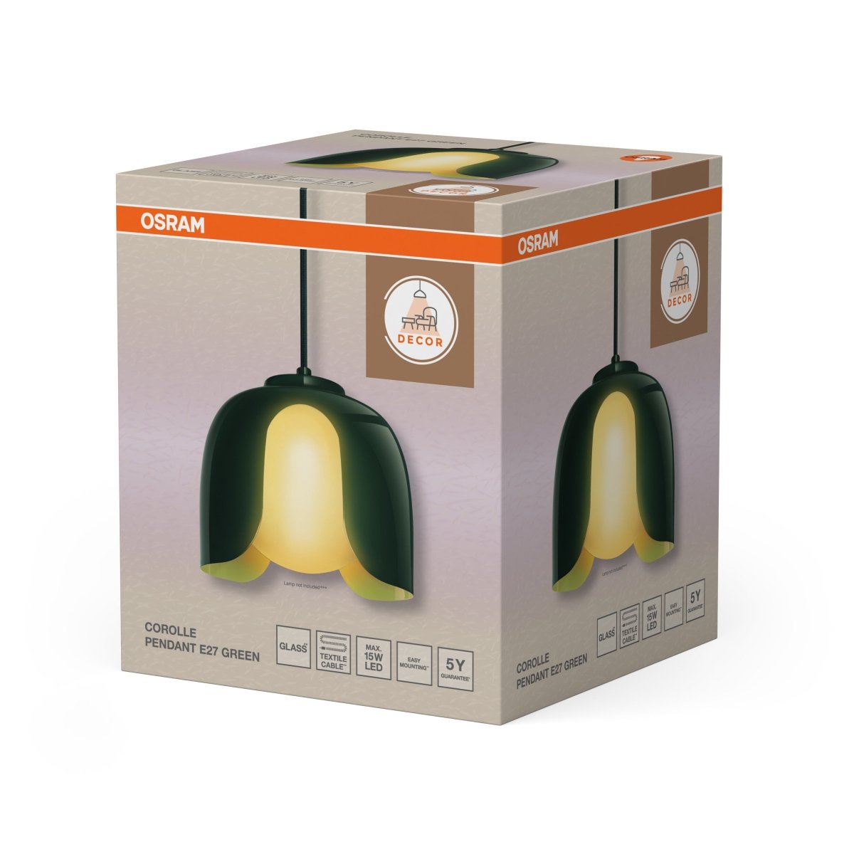 4058075849082 - Závěsné svítidlo Corolle, 1x E27, Zelené - Czechia LEDVANCE e - shop