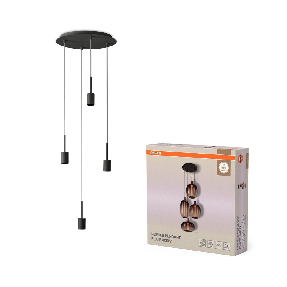 Závěsné svítidlo  Needle Plate, 4x E27, Tmavě šedé
