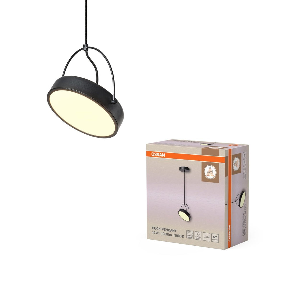 Závěsné svítidlo Puck (1 svítidlo), 12W, Teplá bílá, Černé