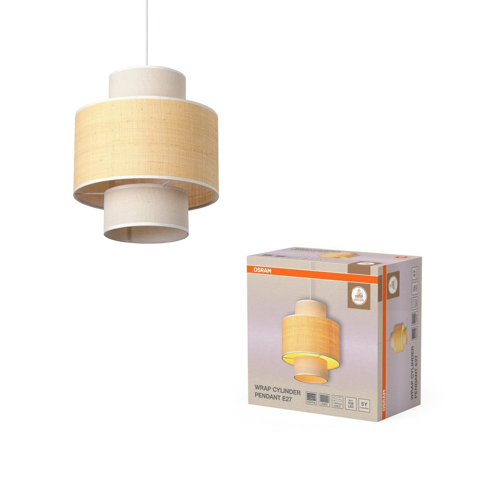 Závěsné svítidlo Wrap Cylinder, 1x E27, Béžové