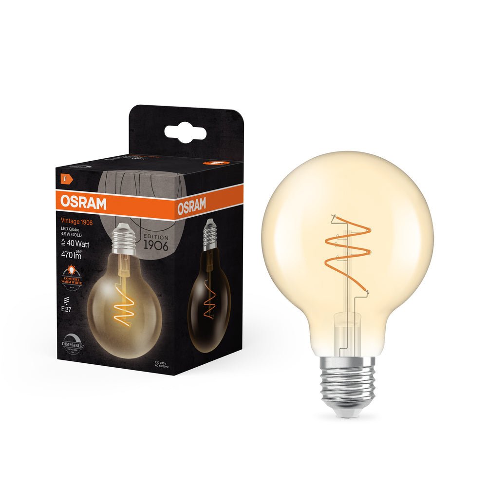 Zlatá LED žárovka E27 4.9W VINTAGE GLOBE, teplá bílá
