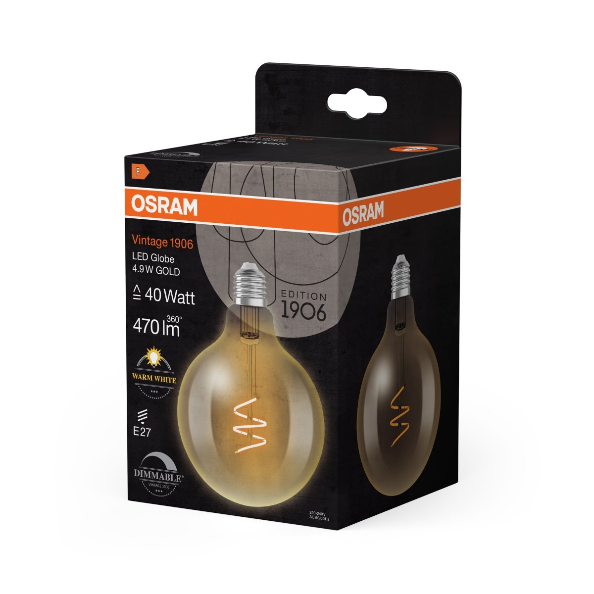 4099854551949 - Zlatá Vintage LED žárovka Spiral Filament, 4.9W, Teplá bílá, E27 - Czechia LEDVANCE e - shop