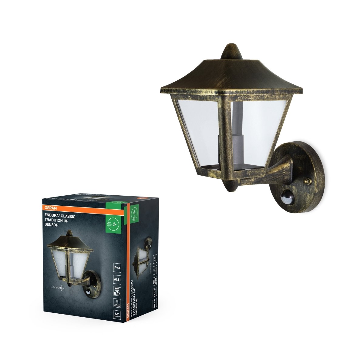 4099854452437 - Zlaté venkovní dekorativní svítido se senzorem 230 mm - Venkovní dekorativní svítidlo - LEDVANCE e - shop