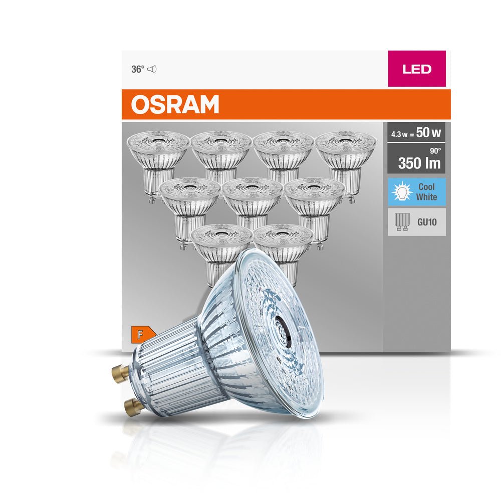 10 ks odolná LED bodovka GU10 4,3 W BASE studená bílá