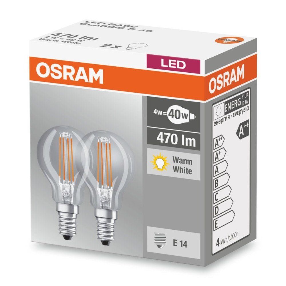 2 ks průhledná LED žárovka 4W E14 BASE teplá bílá