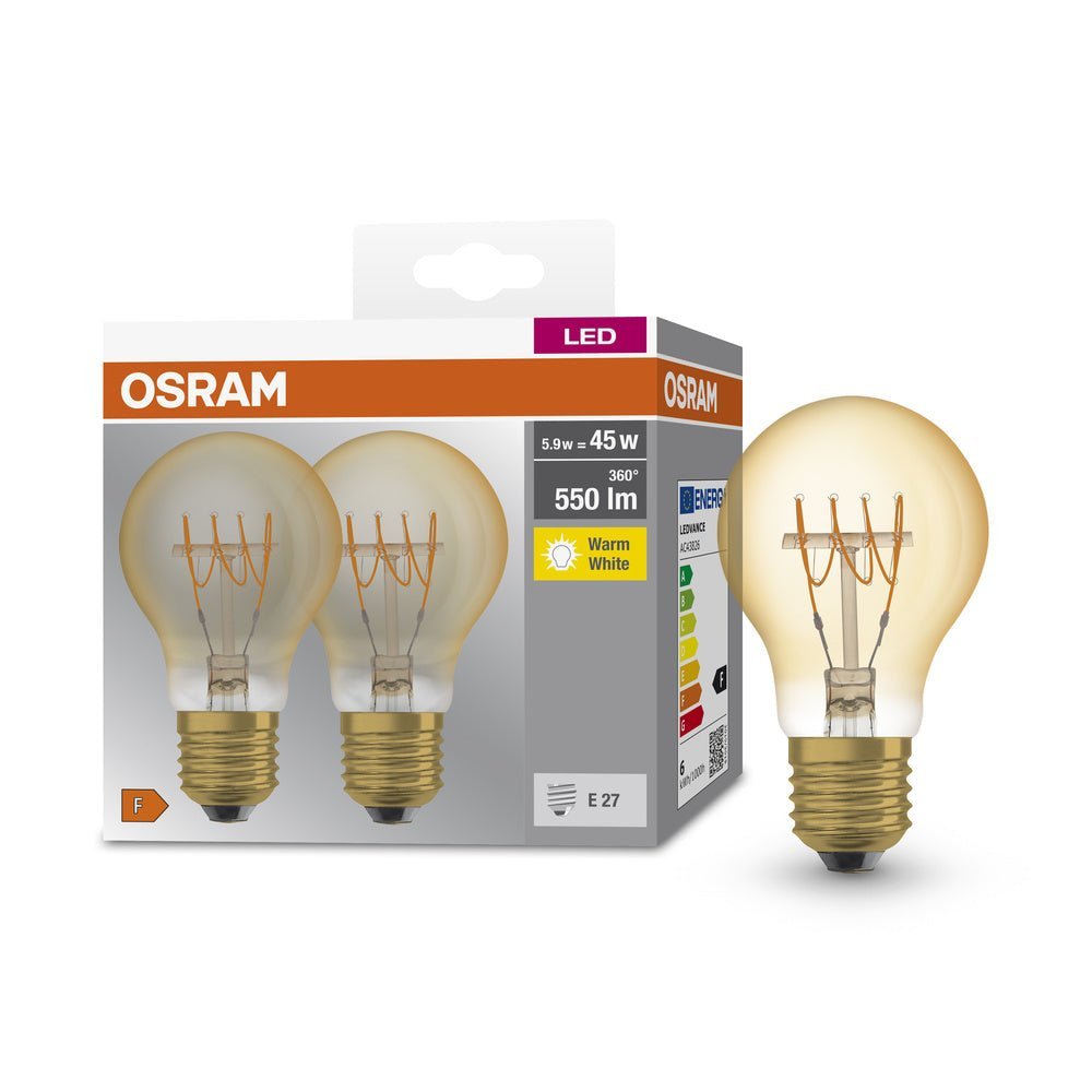 2 ks retro LED žárovka E27 5,9 W CLASSIC A, teplá bílá