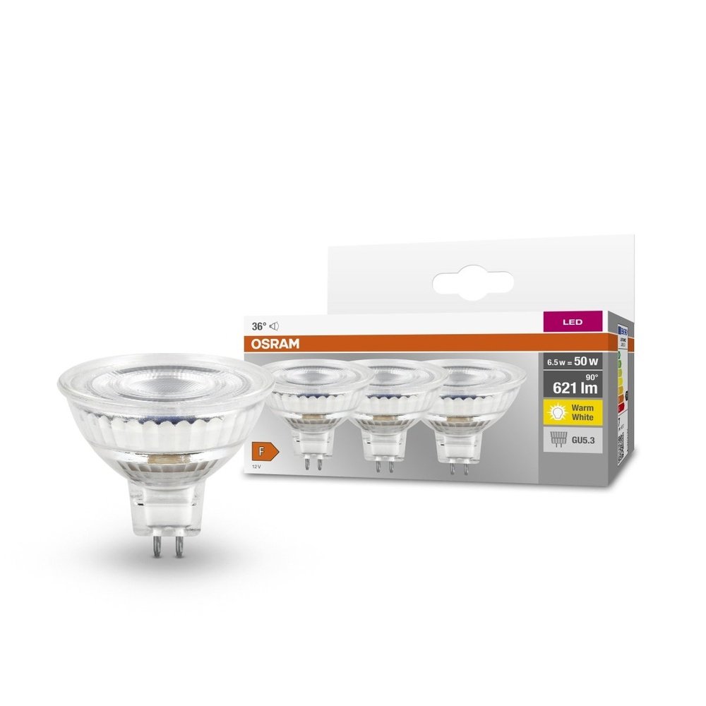 3 ks LED reflektorová bodovka GU5.3 6,5 W BASE, teplá bílá