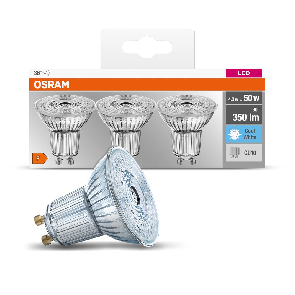 3 ks reflektorová LED bodovka GU10 4,3W BASE studená bílá