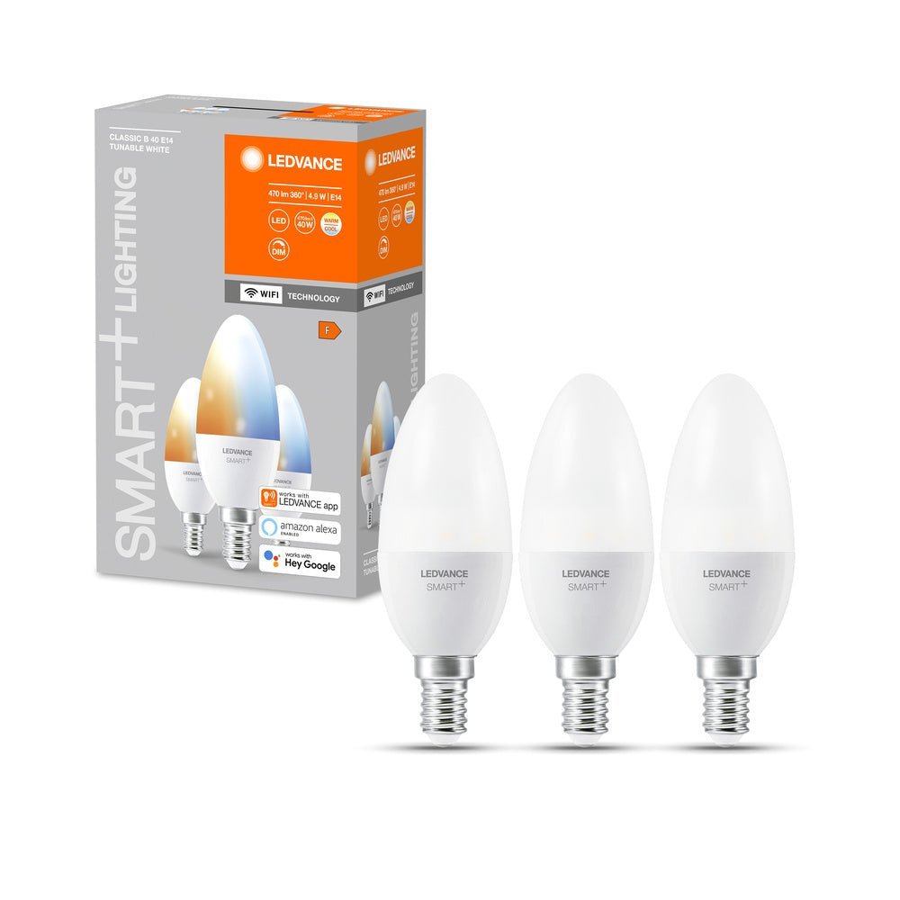 4058075779051 - 3ks chytrá WiFI LED žárovka E14 5W, svíčka, nastavitená bílá - Žárovka - LEDVANCE e-shop