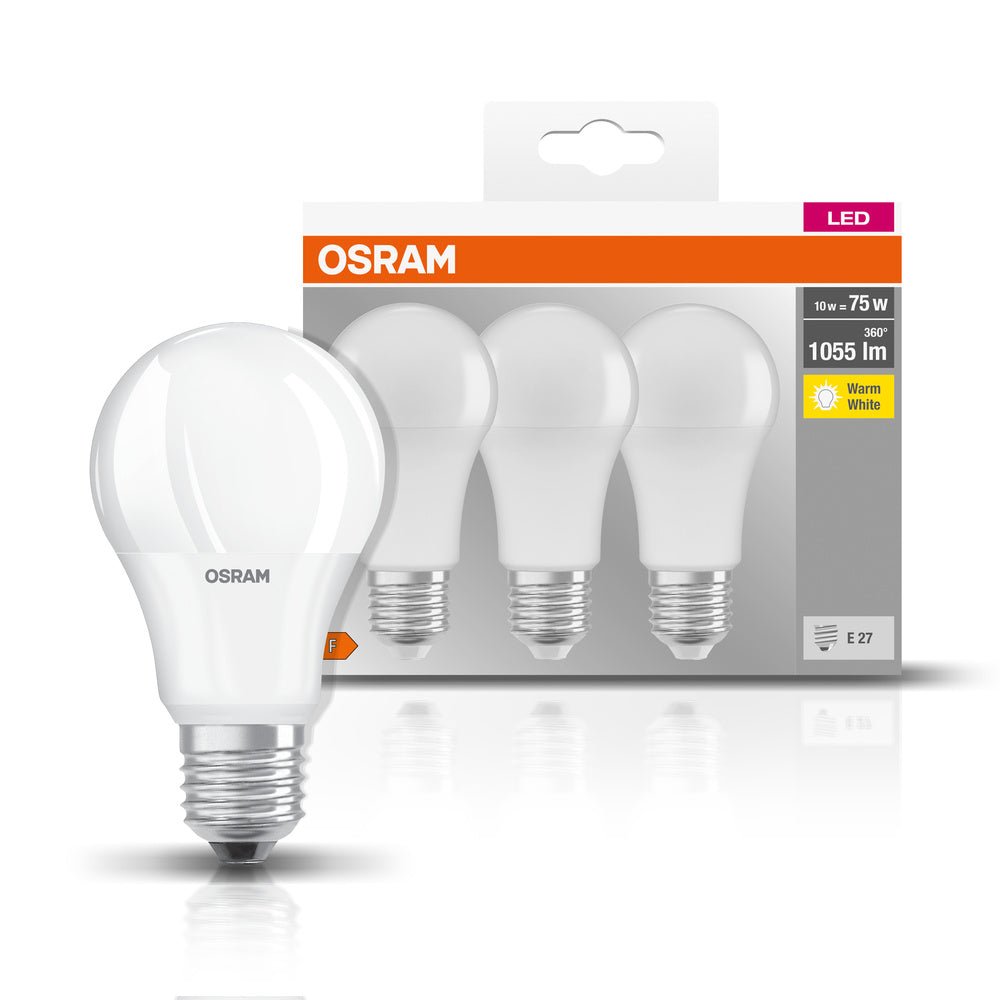 3ks matná LED žárovka E27 10 W BASE CLASSIC teplá bílá