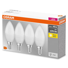 4058075819474 - 4 ks matná LED žárovka svíčka E14 4,9 W BASE teplá bílá - Žárovka - LEDVANCE e-shop