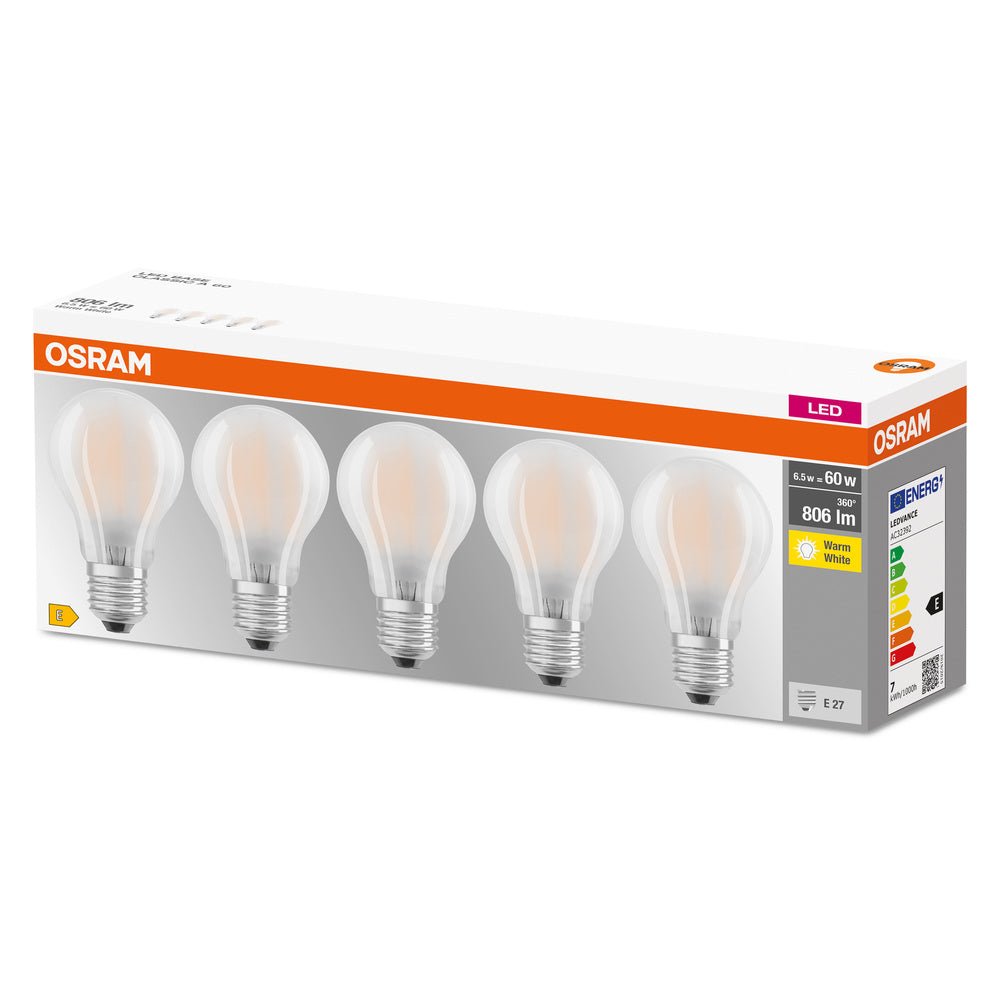 4058075090620 - 5 ks matná LED žárovka E27 6,5 W CLASSIC teplá bílá - Žárovka - LEDVANCE e-shop