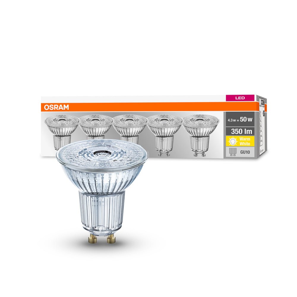 5 ks odolná LED bodovka GU10 4,3 W BASE teplá bílá