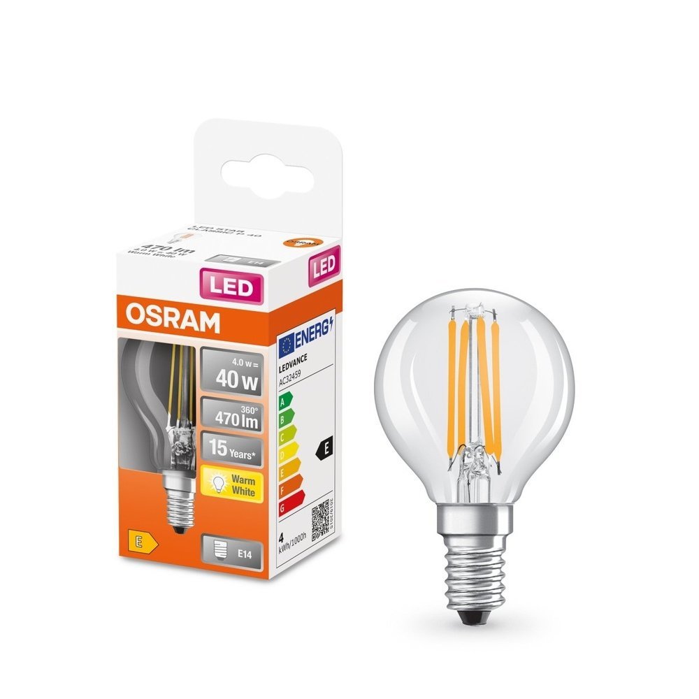 Průhledná LED žárovka E14 4 W CLASSIC P, teplá bílá ledvance-ceska-republika