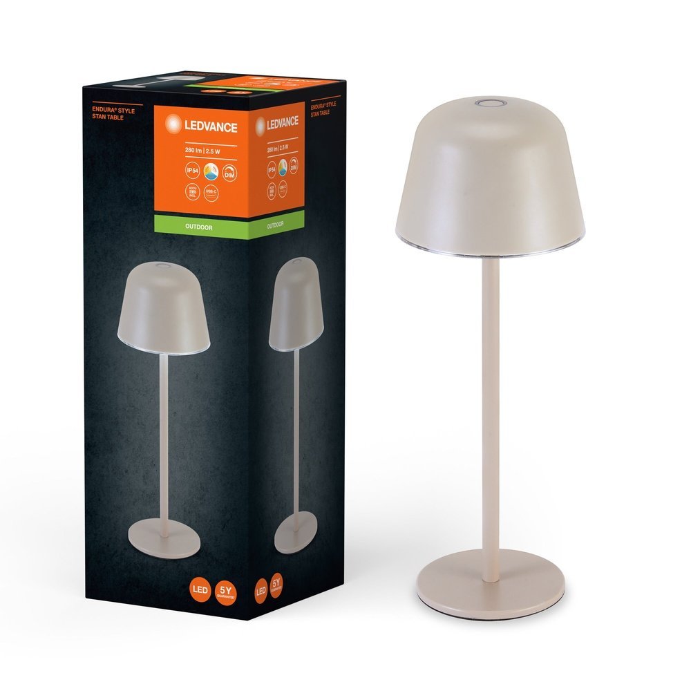 Béžová LED stolní lampa USB ENDURA, laditelná bílá