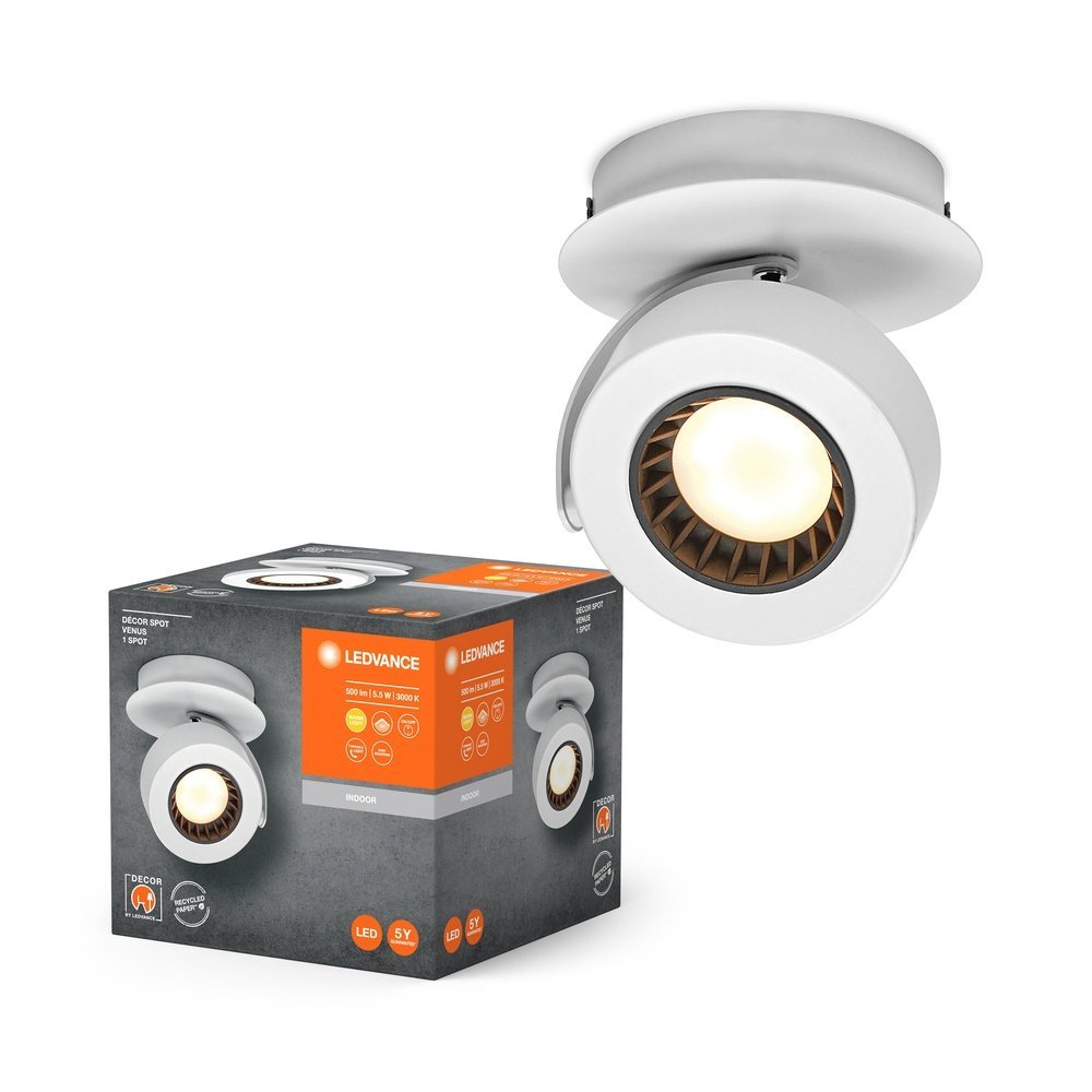 Bílé LED nástěnné svítidlo 5,5 W 1 SPOT VENUS, teplá bílá