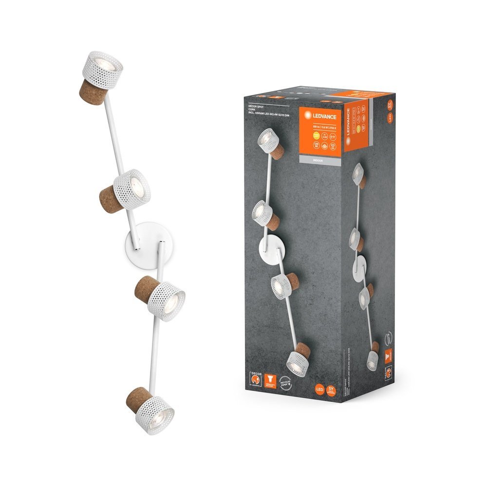 Bílé LED stropní svítidlo GU10 13,6 W CORK 4 SPOT, teplá bílá