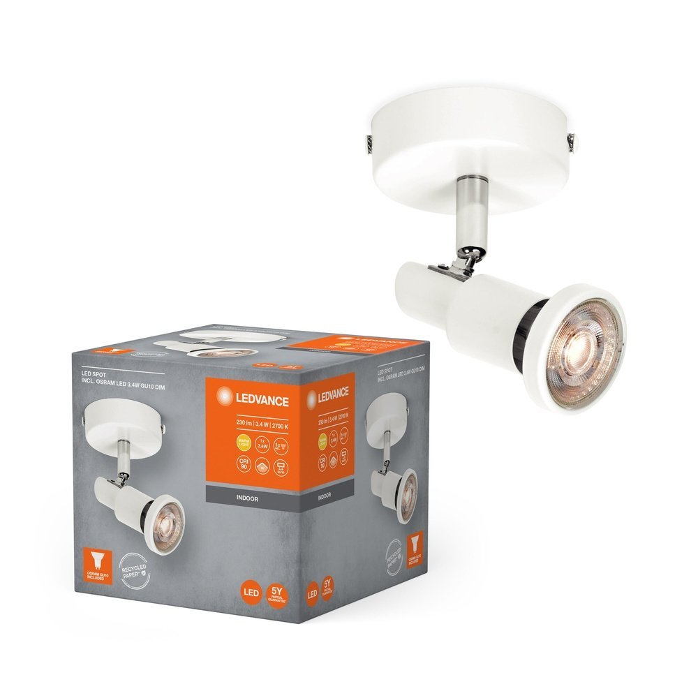 Bílé LED stropní svítidlo GU10 3,4 W SPOT, teplá bílá