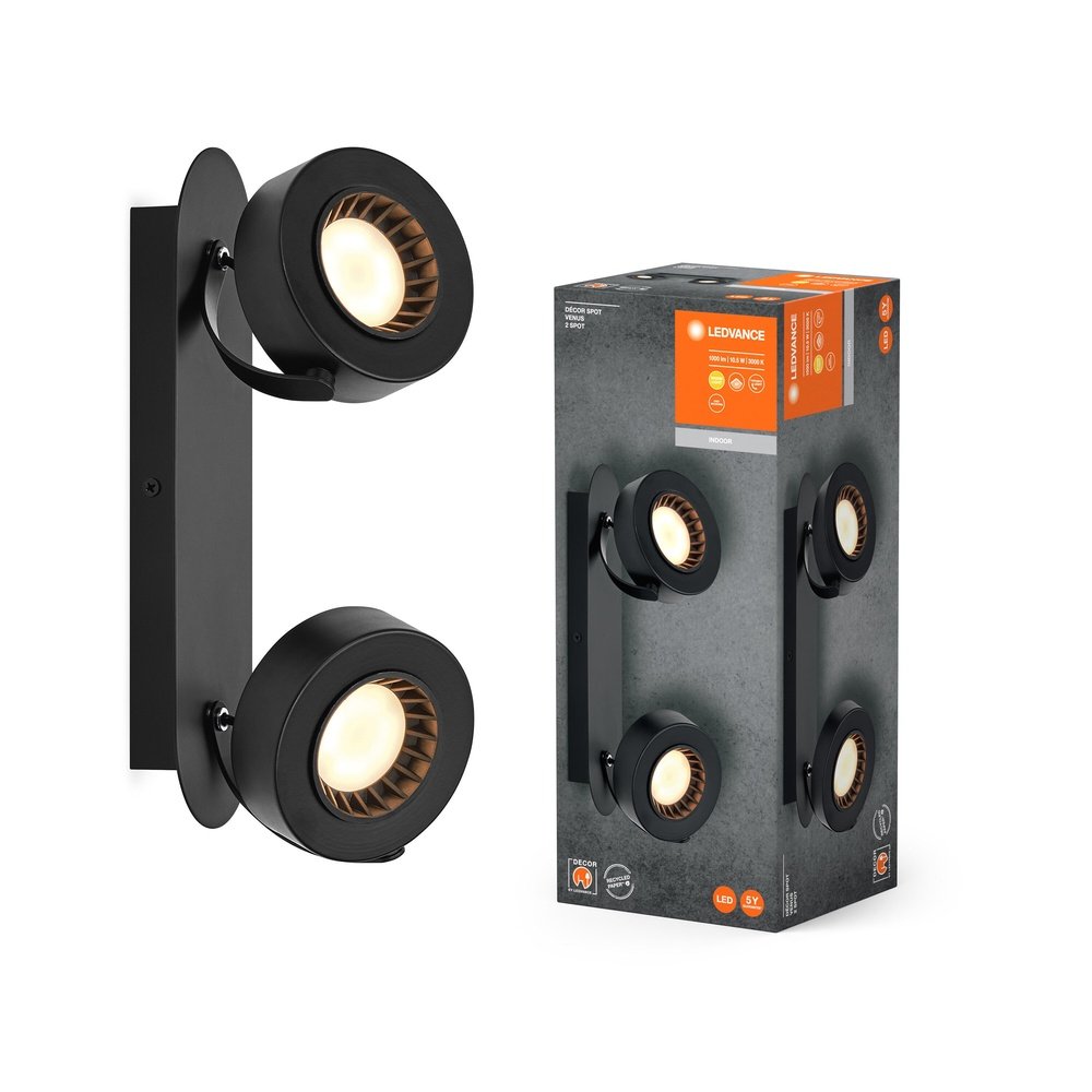 Černé LED stropní svítidlo 10,5 W VENUS, teplá bílá