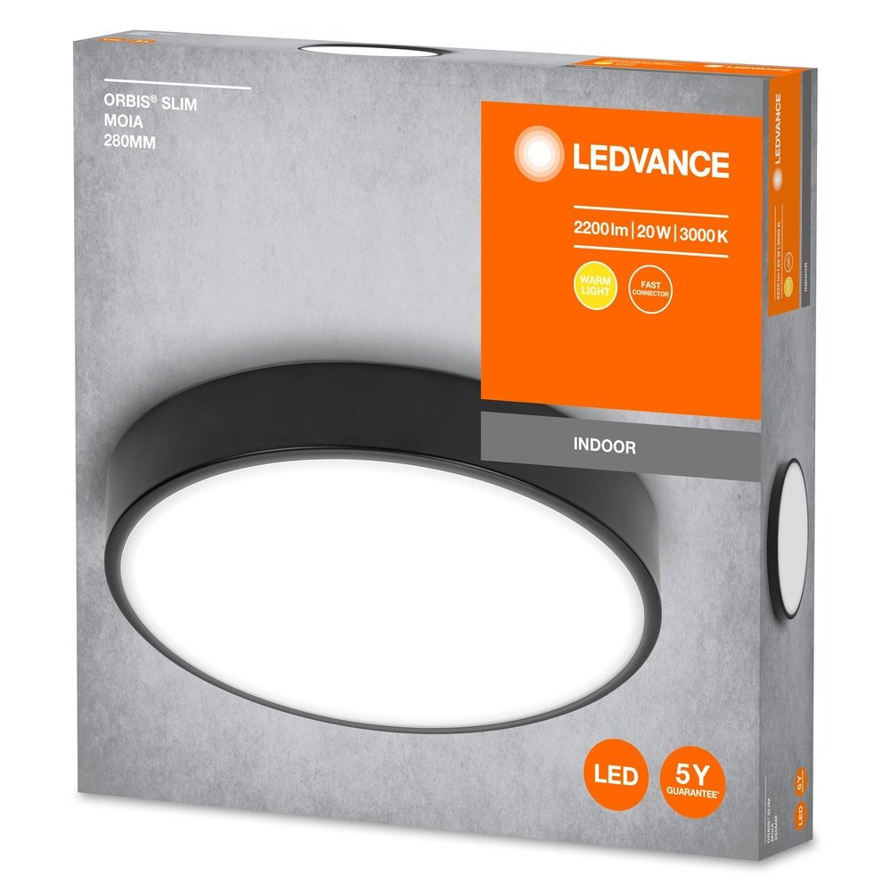 4099854092442 - Černé LED stropní svítidlo 20 W SLIM MOIA 280 mm, teplá bílá - Stropní svítidlo - LEDVANCE e-shop