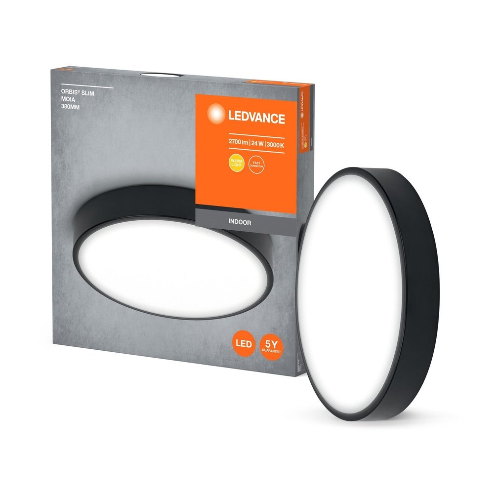 4058075832831 - Černé LED stropní svítidlo 24 W MOIA 380 mm, teplá bílá - Stropní svítidlo - LEDVANCE e-shop
