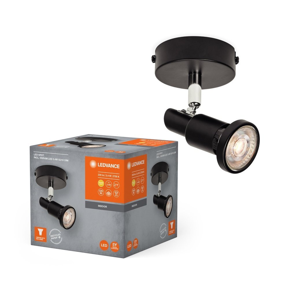 Černé LED stropní svítidlo GU10 3,4 W SPOT, teplá bílá
