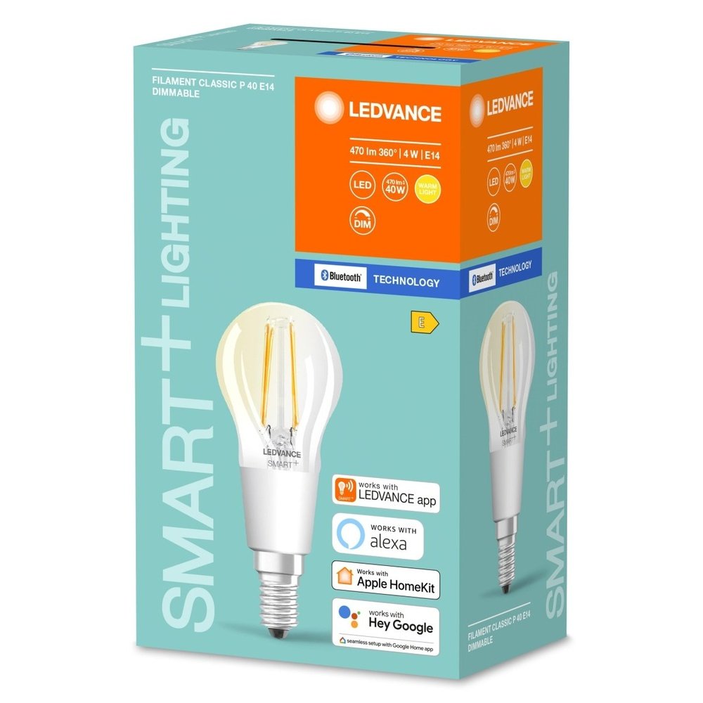 4058075609655 - Chytrá stmívatelná LED bluetooth žárovka E14 4 W FILAMENT, teplá bílá - Žárovka - LEDVANCE e-shop