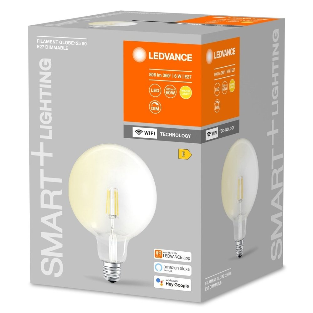 4058075528291 - Chytrá stmívatelná LED WiFi žárovka E27 6 W GLOBE, teplá bílá - Žárovka - LEDVANCE e-shop