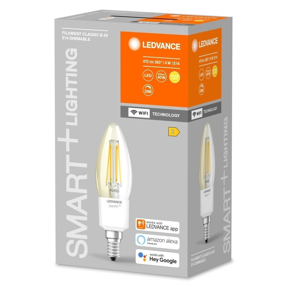 4058075609754 - Chytrá stmívatelná WiFi LED žárovka E14 4 W FILAMENT, teplá bílá - Žárovka - LEDVANCE e-shop