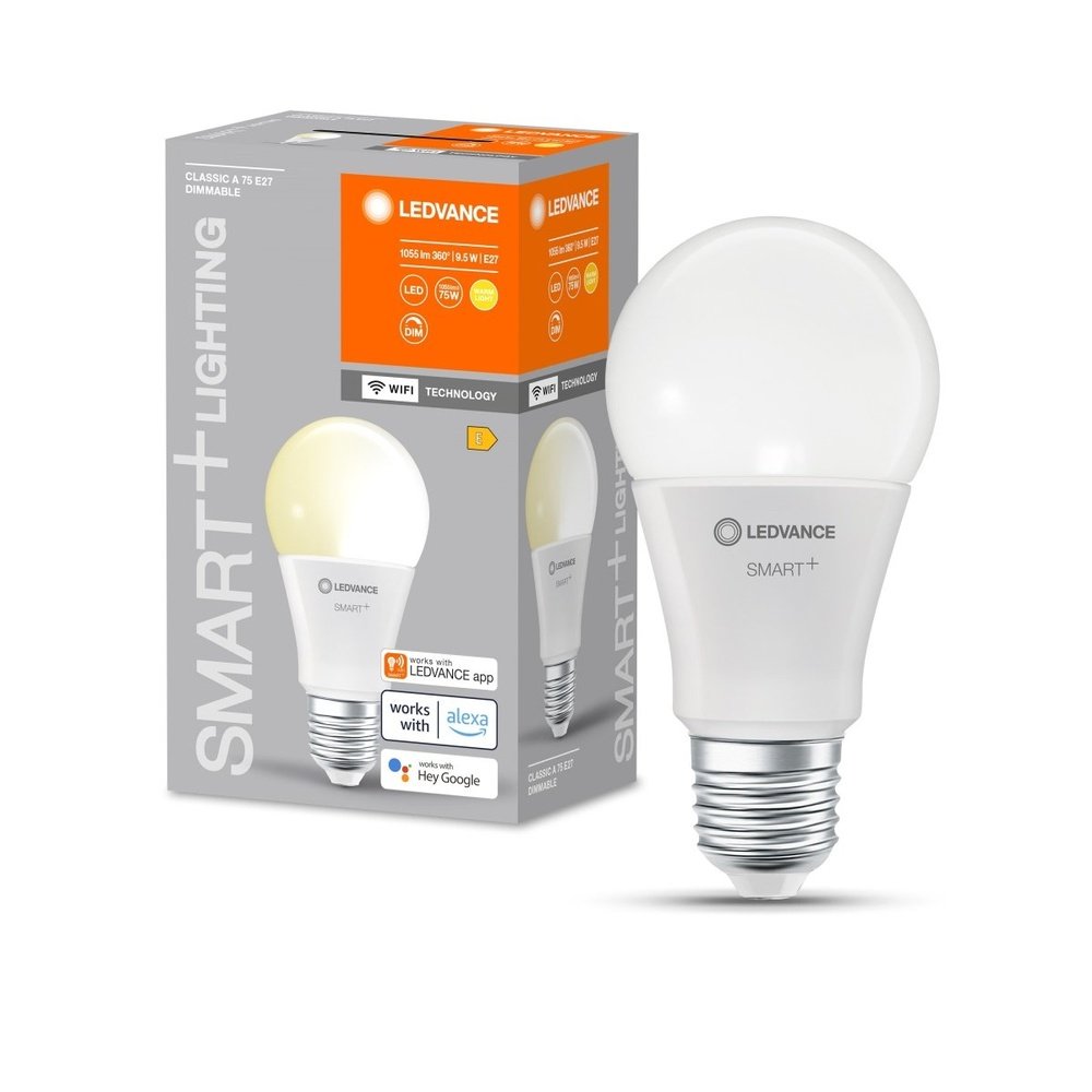 Chytrá WiFi LED stmívatelná žárovka E27 9,5 W CLASSIC A, teplá bílá