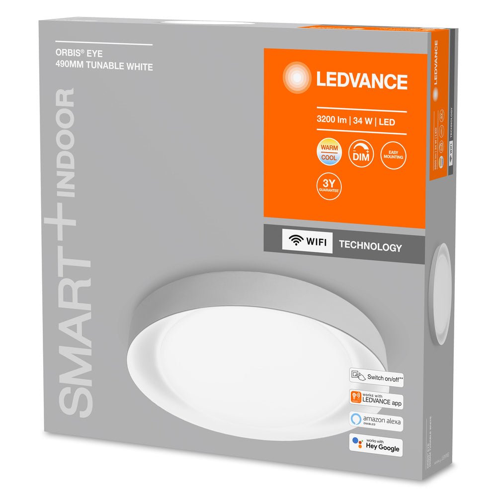 4058075486546 - Chytré stmívatelné WiFi LED stropní světlo EYE 490, šedé - Stropní svítidlo - LEDVANCE e-shop