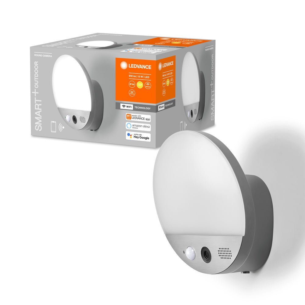 Chytré WiFi LED nástěnné světlo ROUND s kamerou, teplá bílá