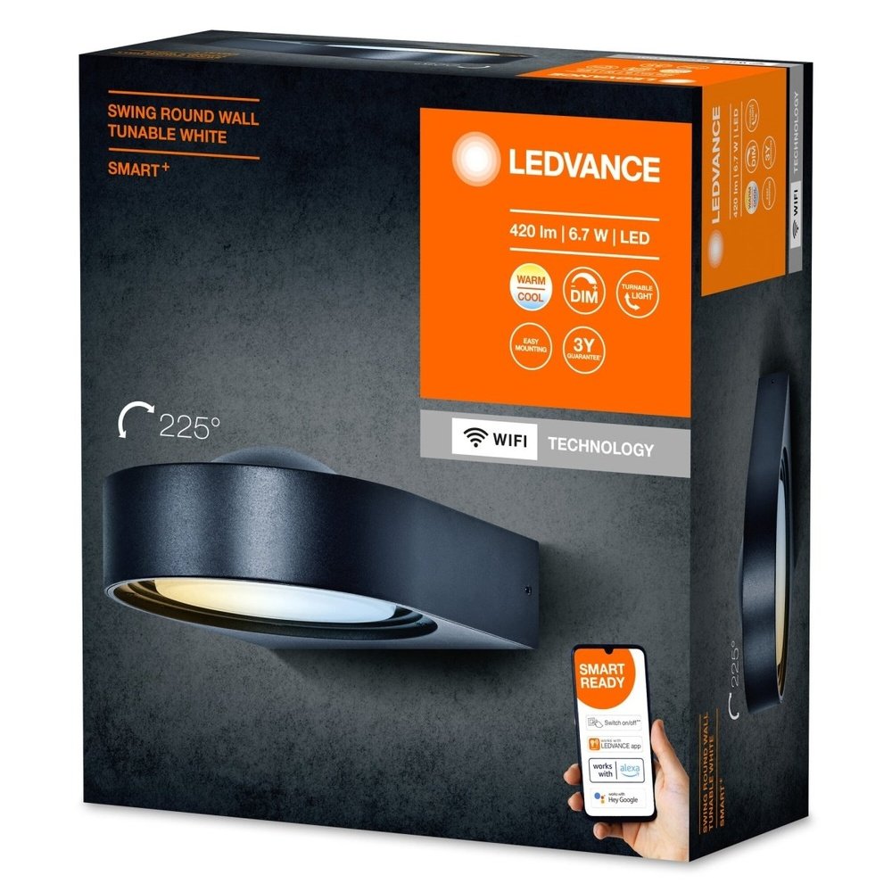 4058075763807 - Chytré WiFi LED nástěnné svítidlo SWING ROUND laditelná bílá - Nástěnné venkovní svítidlo - LEDVANCE e-shop