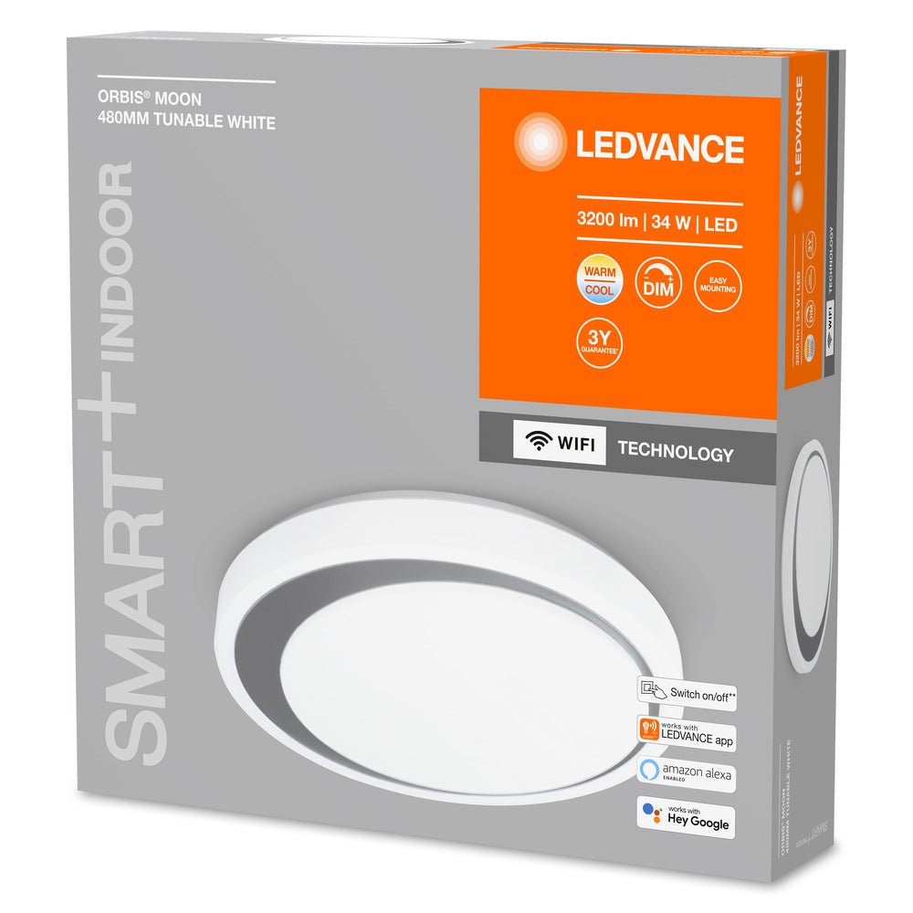 4058075486423 - Chytré WiFi LED světlo MOON 480 šedé, nastavitelná bílá - Stropní svítidlo - LEDVANCE e-shop