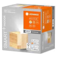 4058075574250 - Chytré WiFi LED světlo WALL WOOD 110x110, nastavitelná bílá - Nástěnné svítidlo - LEDVANCE e-shop