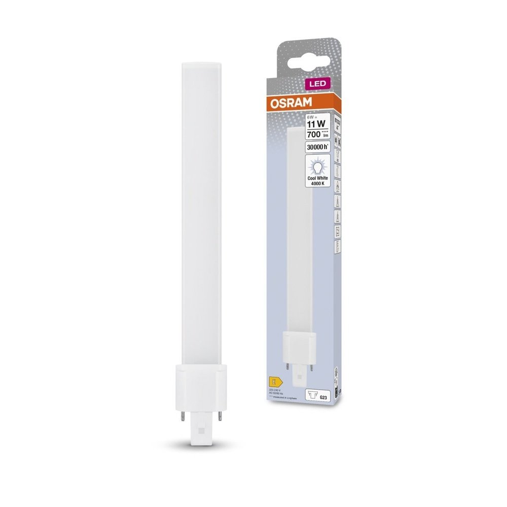 Dlouhotrvající LED žárovka G23 6 W DULUX, studená bílá