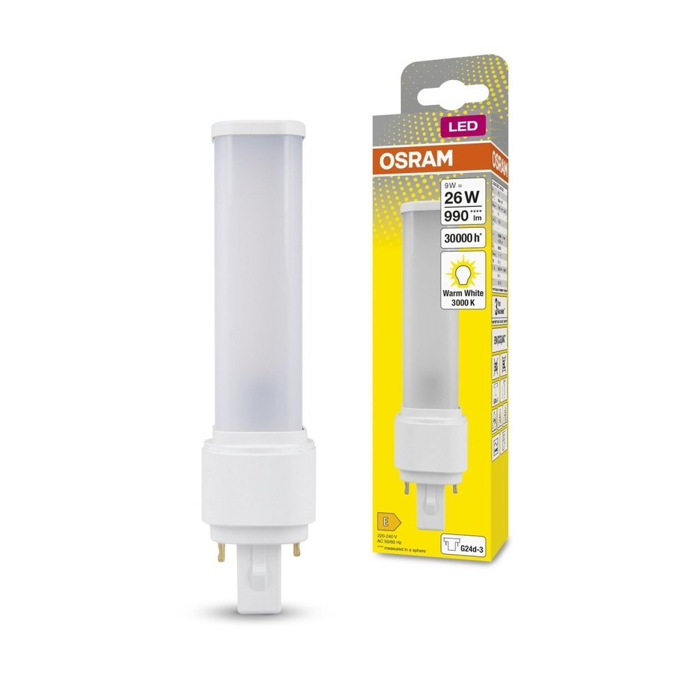 Dlouhotrvající LED žárovka G24d-3 9 W DULUX, teplá bílá