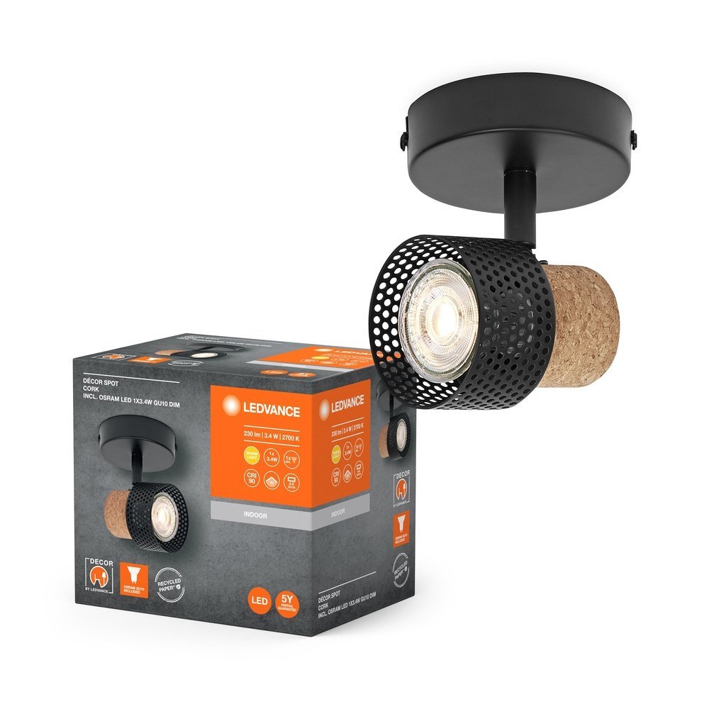 Korkové LED nástěnné svítidlo GU10 3,4 W DECOR, teplá bílá