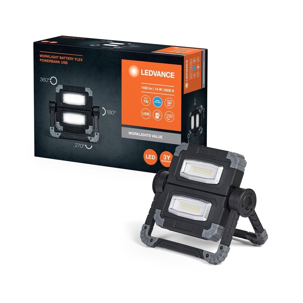LED bateriový pracovní svítidlo 2x 7W FLEX, studená denní bílá