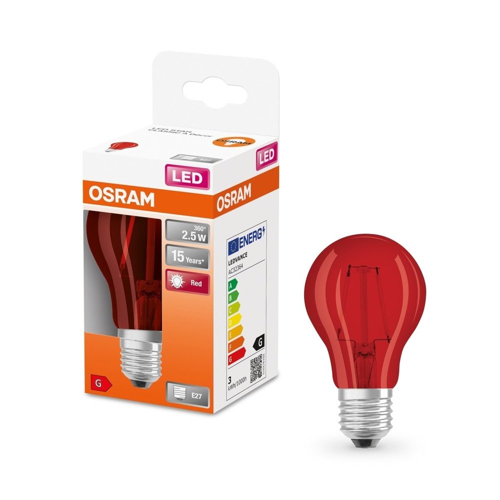 LED klasická žárovka E27 2,5 W STAR DÉCOR CLASSIC, červená