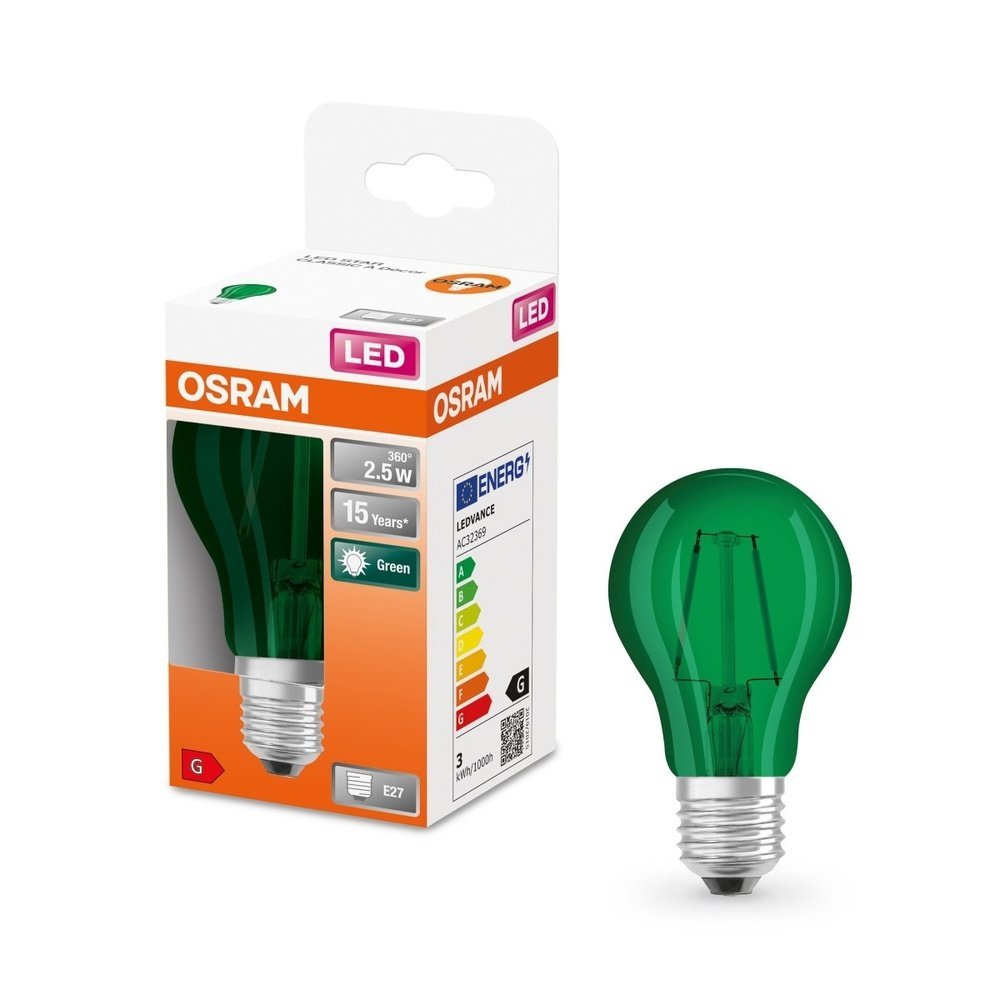 LED klasická žárovka E27 2,5 W STAR DÉCOR CLASSIC, zelená