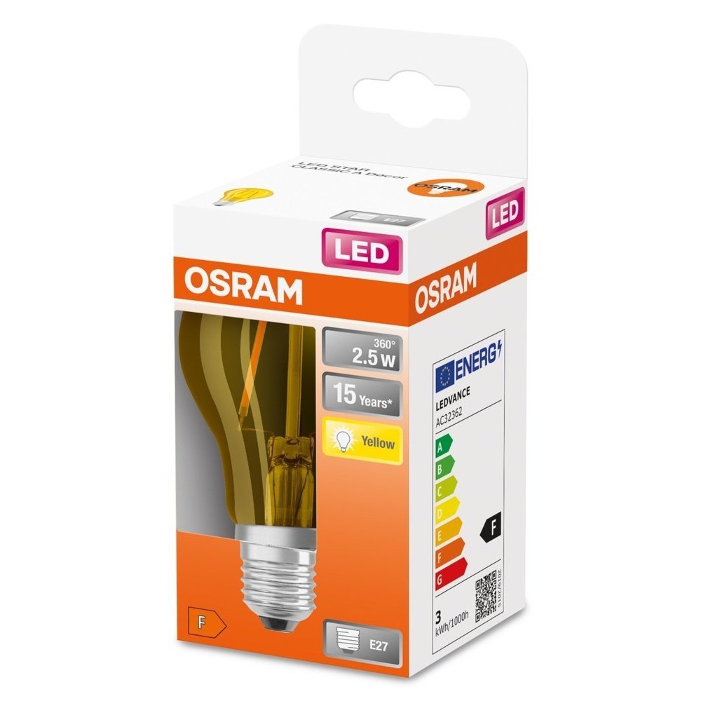 4058075433922 - LED klasická žárovka E27 2,5 W STAR DÉCOR CLASSIC, žlutá - Žárovka - LEDVANCE e-shop