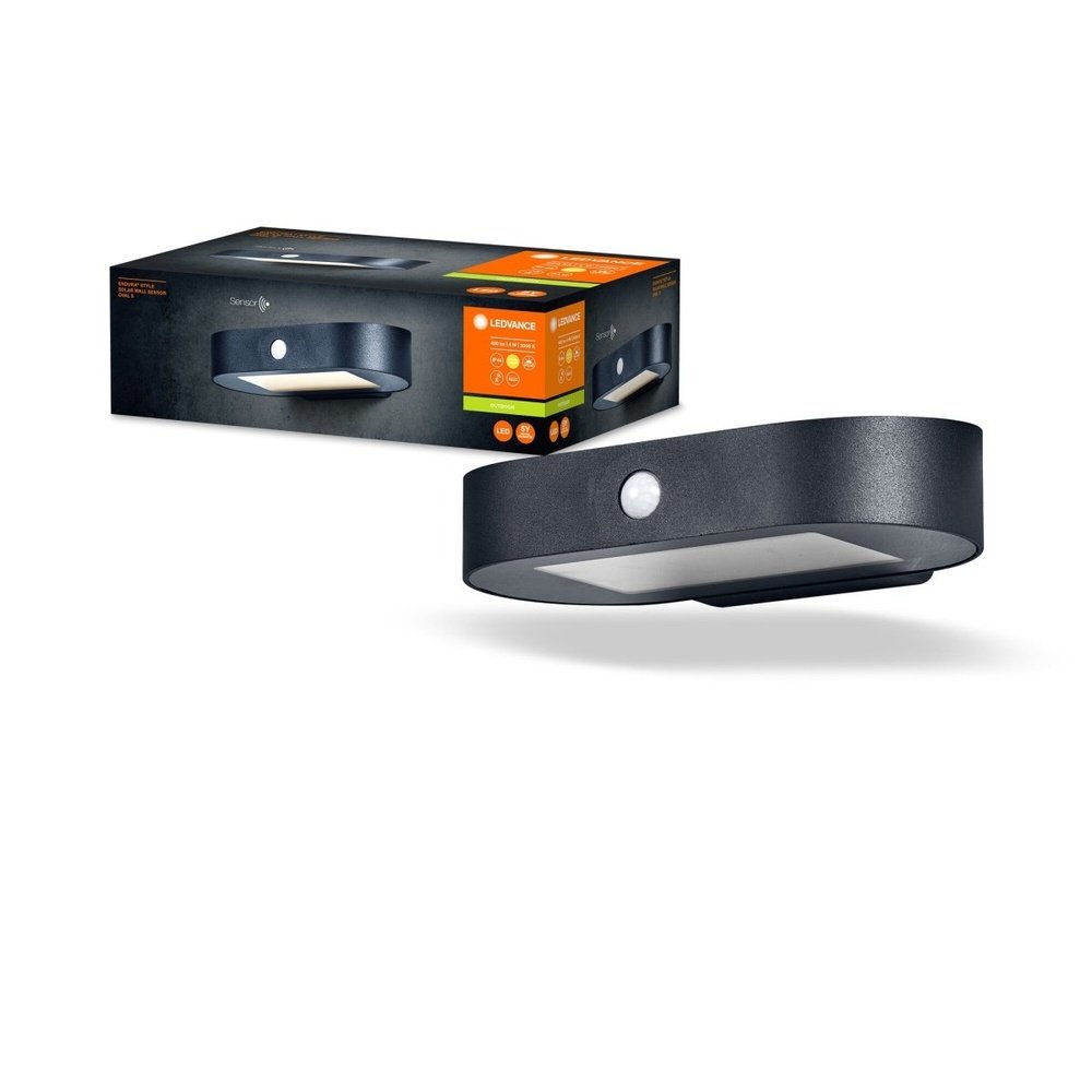 LED nástěnné světlo se senzorem IP44 SOLAR OVAL S teplá bílá