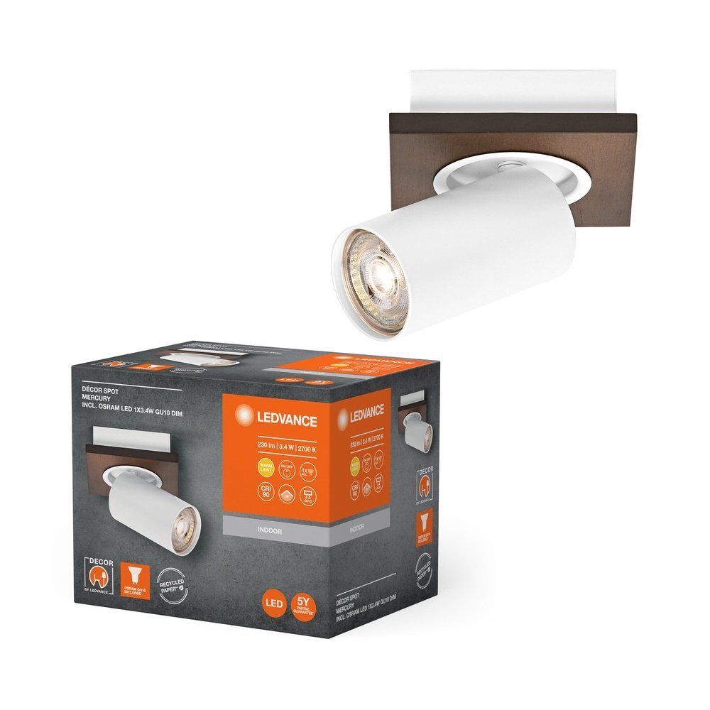 LED nástěnné svítidlo 3,4 W GU10 MERCURY, teplá bílá