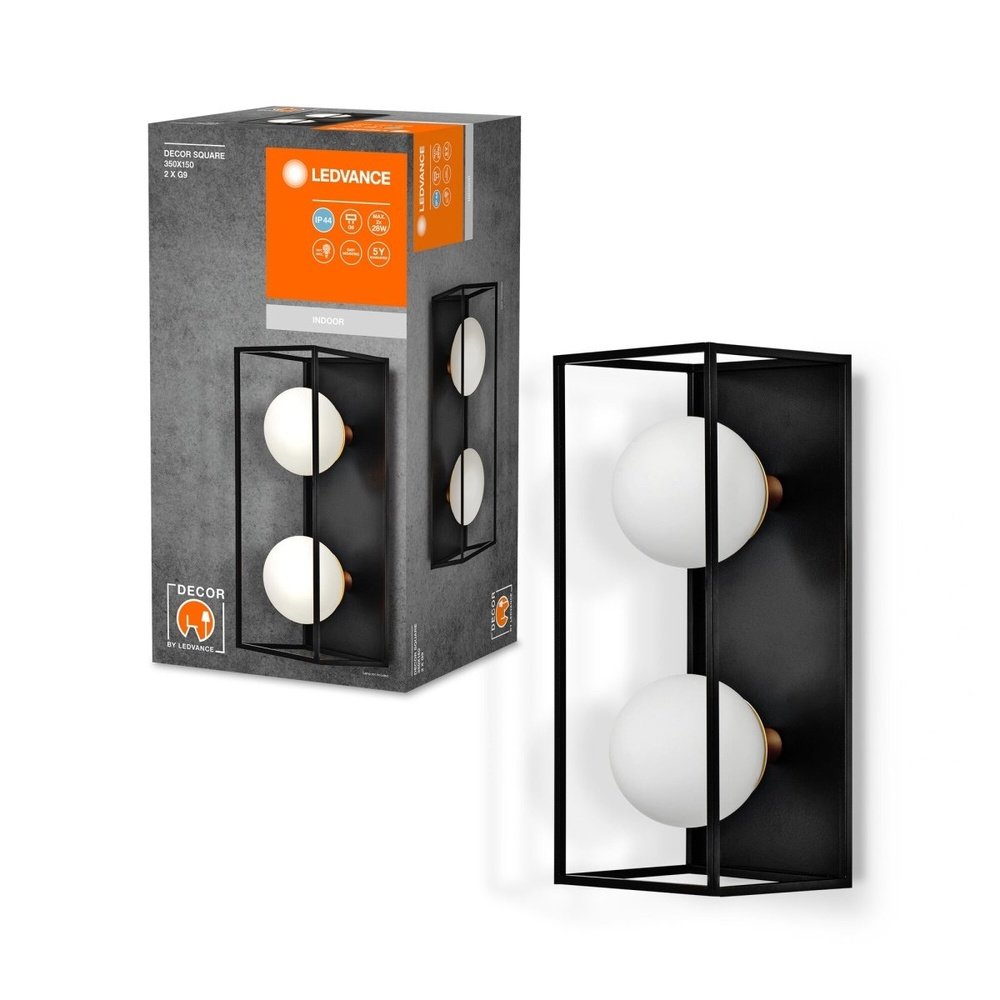 LED nástěnné svítidlo koupelnové 2 x G9, IP44 DECOR SQUARE