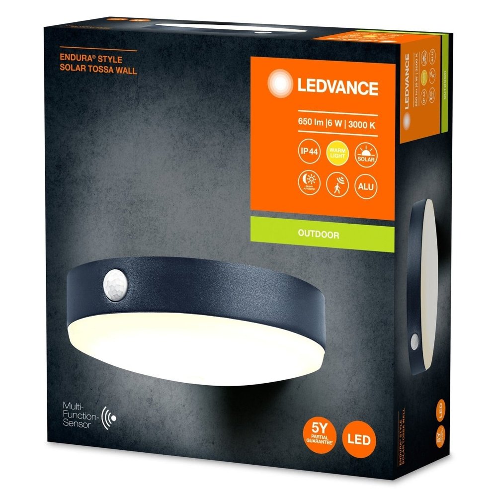 4058075766303 - LED nástěnné svítidlo se senzorem IP44 TOSSA, teplá bílá - Nástěnné venkovní svítidlo - LEDVANCE e-shop