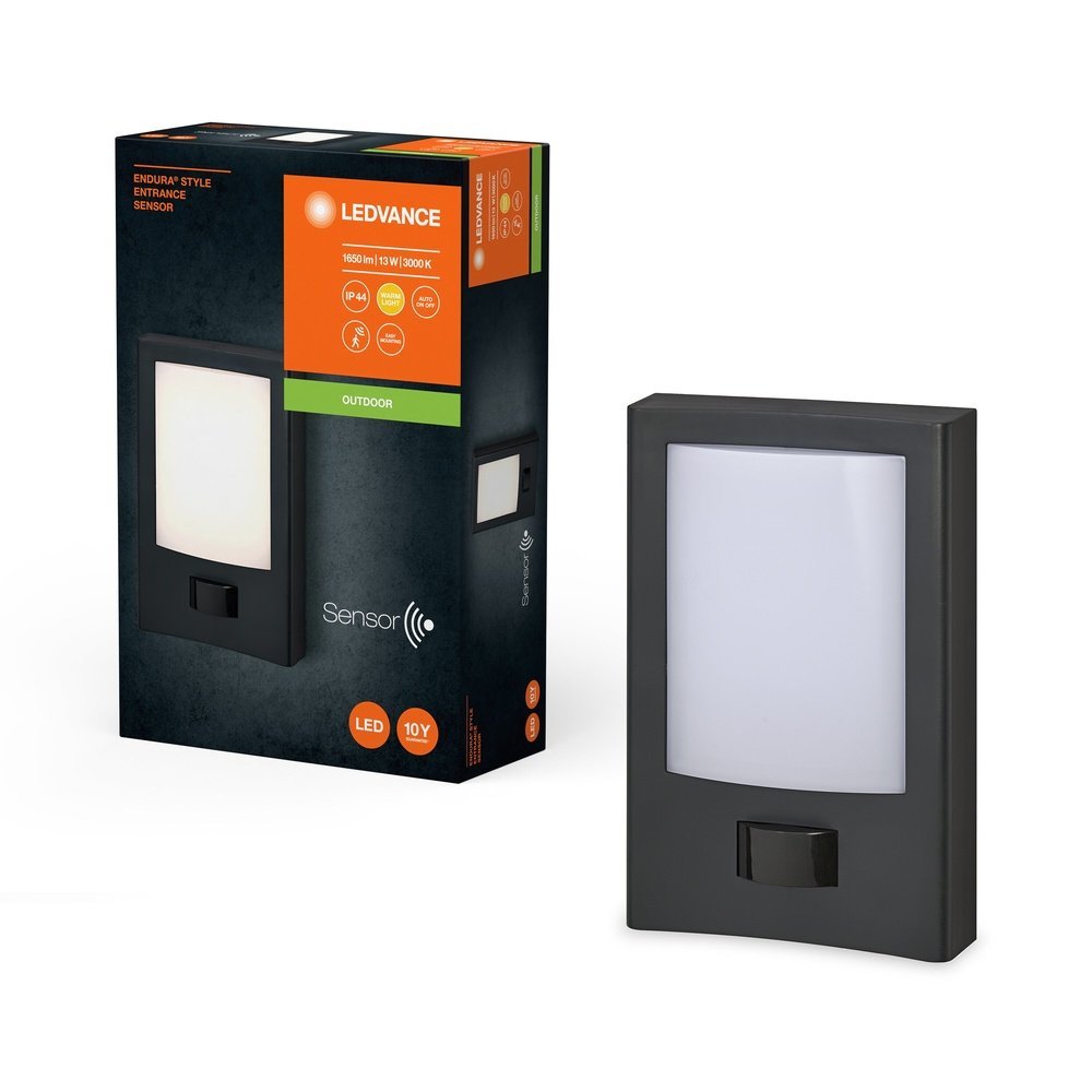 LED nástěnné svítidlo + senzor IP44 13 W ENDURA, teplá bílá
