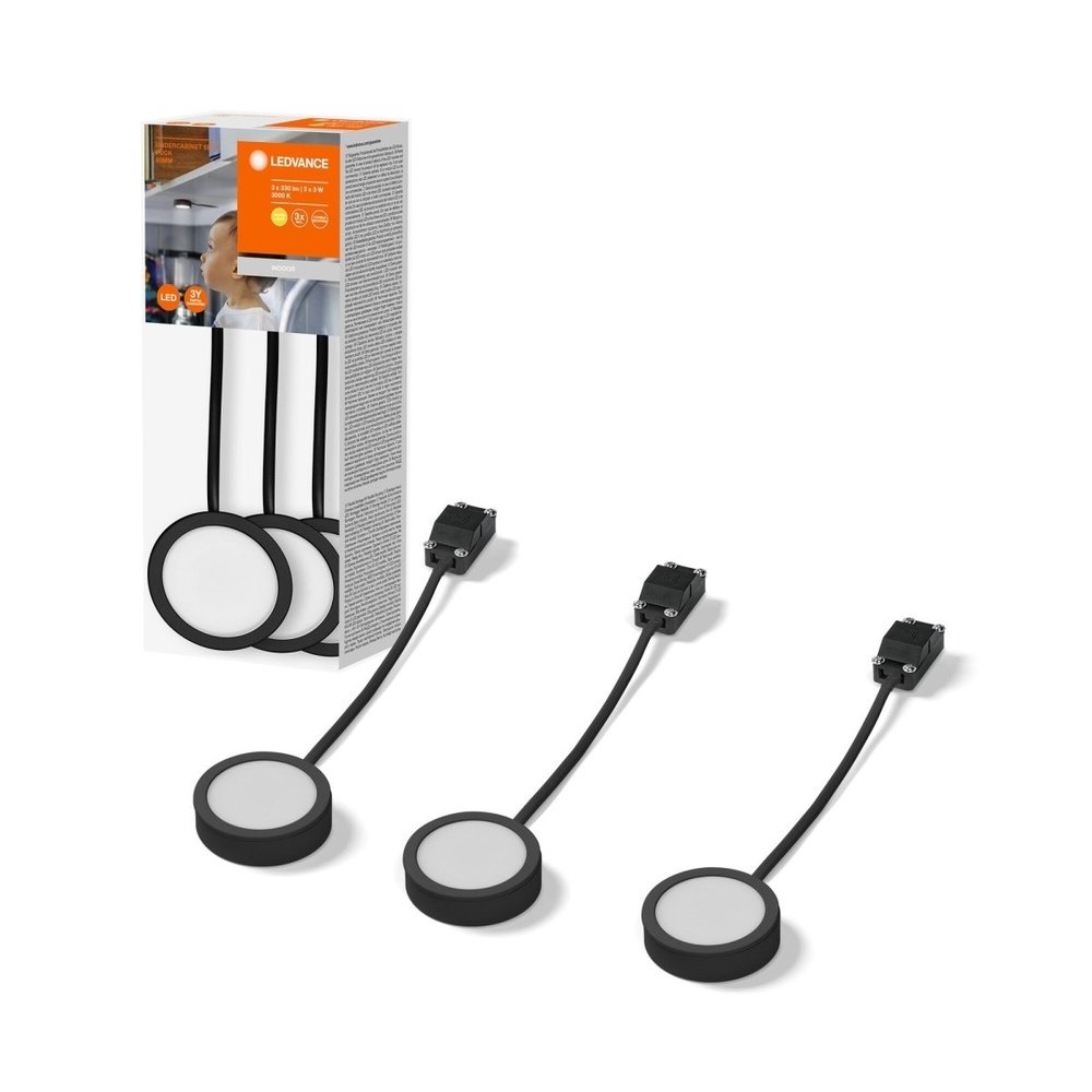 LED podlinkové svítidlo černé 60 mm SPOT PUCK teplá bílá