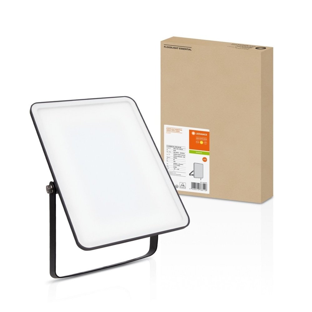 Černý venkovní LED reflektor ESSENTIAL 50 W, teplá bílá
